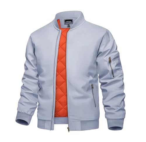 KEFITEVD Bomber Jacke Herren Kurz Collegejacke Unifarben Pilotenjacke Retro Jacke Winter Herrenjacke Arbeitsjacke Männer mit Zipper Taschen Hellgrau M KEFITEVD Bomber Jacke Herren Kurz Collegejacke Unifarben Pilotenjacke Retro Jacke Winter Herrenjacke Arbeitsjacke Männer mit Zipper Taschen Hellgrau M von KEFITEVD