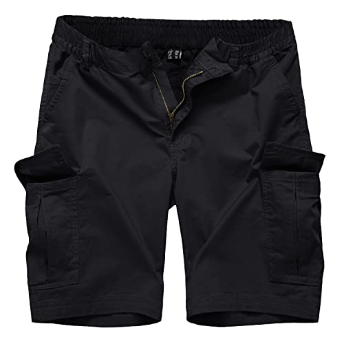 KEFITEVD Cargo Shorts Herren Baumwolle Kurze Freizeithose Outdoor Wandern Shorts Männer Atmungsaktiv Sommerhose Halblang Schwarz 32 von KEFITEVD