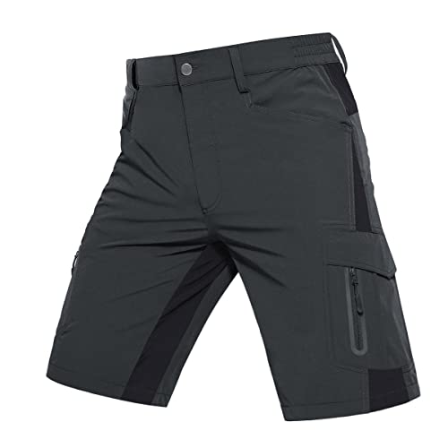 KEFITEVD Cargo Shorts Herren Nylon Quick Dry Outdoor Leicht Wanderhose Kurze Radhose Trekkinghose mit Reißverschluss Taschen Dunkelgrau 34 von KEFITEVD