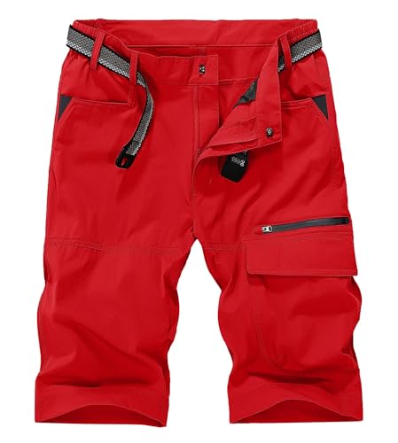 KEFITEVD Cargo Shorts Herren Kurze Hosen Outdoor Atmungsaktiv Sommer Multi Taschen Schnelltrocknend Nylon Tomatenrot 36 KEFITEVD Cargo Shorts Herren Kurze Hosen Outdoor Atmungsaktiv Sommer Multi Taschen Schnelltrocknend Nylon Tomatenrot 36 von KEFITEVD