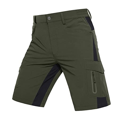 KEFITEVD Fahrrad Shorts Herren Sommer Atmungsaktiv Freizeit Hose Kurze Herrenhose Elastisch Casual Männer Outdoor Shorts Dunkeloliv 32 von KEFITEVD