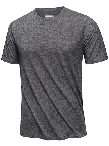 KEFITEVD Fitness Shirt Herren Kurzärmliges Schnelltrocknend Sportshirt Quick Dry Sommer Tshirt Elasstisch Atmungsaktiv Trainingsshirt Leicht Unterhemd Dunkelgrau 3XL von KEFITEVD