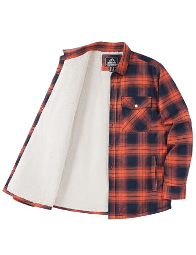 KEFITEVD Flanellhemd Herren Kariertes Hemd Herren Holzfällerhemd Gefüttert Button Down Hemd Lumberjack Orange XL von KEFITEVD