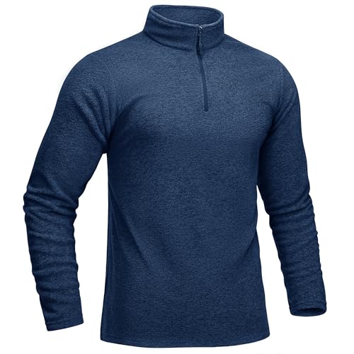 KEFITEVD Fleece Pullover Herren 1/4 Zip Sweatshirt ohne Kapuze Winddicht Pullover Herbst Winter Athletic Shirt Dunkelblau M von KEFITEVD