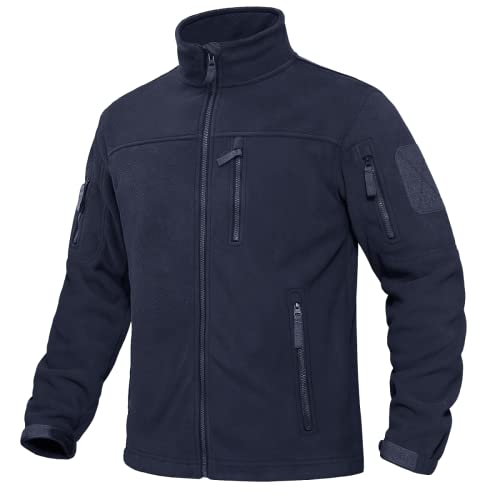 KEFITEVD Herren Fleecejacke mit durchgehendem Reißverschluss Mittelschwere Performance Fleecejacke Warme weiche Polar Fleecejacke Militärjacke mit Mehreren Taschen von KEFITEVD