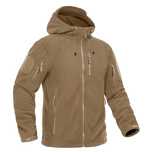 KEFITEVD Fliesjacke Herren Winter Jacke Fleece Pullover Bundeswehr Jacke Taktisch Outdoorjacke Warm Funktionsjacke Männer Army Jacke Khaki S von KEFITEVD
