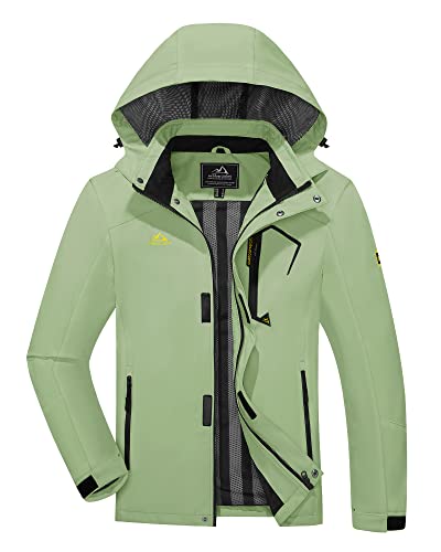 KEFITEVD Funktionsjacke Herren Atmungsaktiv Wandern Jacke Full Zip Übergangsjacke Winddicht Trekkingjacke mit Mesh-Futter Männer Freizeitjacke für Herbst Winter Hellgrün L von KEFITEVD