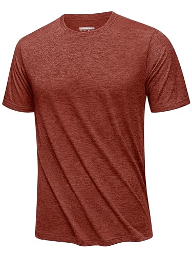 KEFITEVD Funktionsshirt Herren Kurzarm Wandern Top Schelltrocknend Dünn Trainingshirt Fitness Sportoberteil Frühling Sommer Laufshirt Leicht T-Shirt Dunkelorange 3XL von KEFITEVD