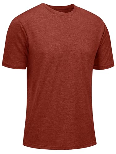 KEFITEVD Funktionsshirt Herren Kurzarm Wandern Top Schelltrocknend Dünn Trainingshirt Fitness Sportoberteil Frühling Sommer Laufshirt Leicht T-Shirt Dunkelorange L von KEFITEVD