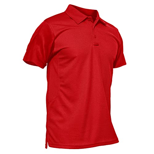 KEFITEVD Golf Herren Polo Shirt Kurzarm mit Brusttasche Leicht Wandershirt Outdoor Sport Tshirts Leicht Männer Militär Kleidung Tomaterot L von KEFITEVD