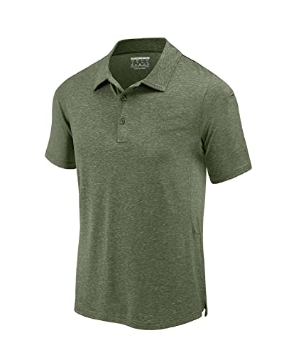 KEFITEVD Golf Poloshirt Herren Funktionsshirt Running Gym Shirt Schnell Trocknend Kurzarm Tshirt MTB Trainingsshirt Meliert Dunkeloliv S von KEFITEVD