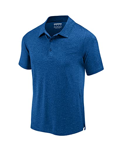KEFITEVD Golf Shirt Herren Atmungsaktiv Basic Sommer Shirt Kurzarm Kühl Freizeit T-Shirt Dünn Laufshirt mit Umlegekragen Fahrradshirt Meliert Blau L von KEFITEVD