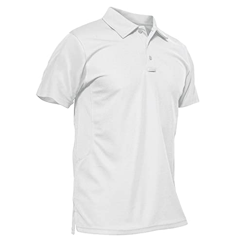 KEFITEVD Golf Shirt Herren Atmungsaktiv Quick Dry Sommer Tshirt Leicht Outdoorshirt Kurzarm Oberteil für Fahrrad Running Funktion Shirt Weiß S von KEFITEVD