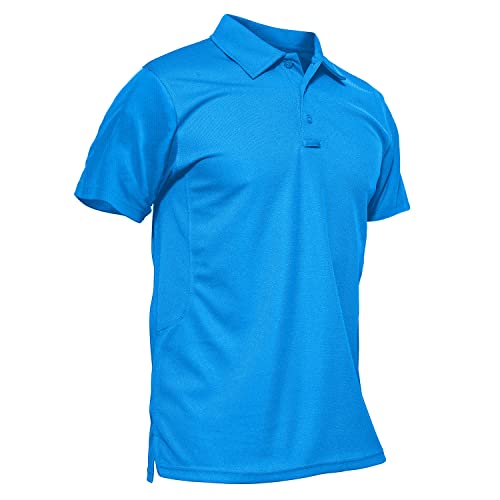 KEFITEVD Golf Shirt Herren Kurzarm Poloshirt Herren Outdoor Funktionsshirt Quick Dry Atmungsaktiv Sommer Tshirt Azur L von KEFITEVD