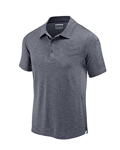 KEFITEVD Golf Shirt Herren Kurzarm Poloshirt Jersey Polyester Sportshirt Leicht Sommer Oberteil Männer Regular Fit Jogging T-Shirt Meliert Dunkelgrau M von KEFITEVD