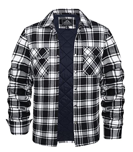 KEFITEVD Hemdjacke Herren Karo Jacke Freizeit Flanell Hemd Casual Kariert Baumwolljacke Warm Übergangsjacke Langarm Check Shirt Arbeitshemd mit Brusttaschen Schwarz S von KEFITEVD