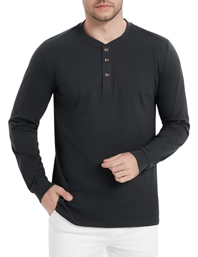 KEFITEVD Henley Shirt Herren Langarm Basic Baumwolle T-Shirt Arbeits Tshirt mit V Ausschnitt Schwarz 3XL KEFITEVD Henley Shirt Herren Langarm Basic Baumwolle T-Shirt Arbeits Tshirt mit V Ausschnitt Schwarz 3XL von KEFITEVD