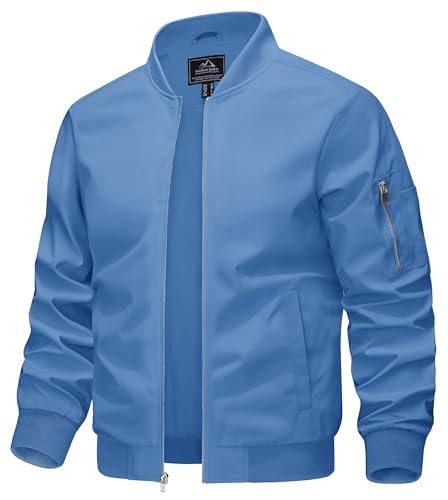 KEFITEVD Herren Blouson Jacke Leichte Sommer Jacke Cargo Freizeitjacke mit Innentasche College Jacken Hellblau 2XL von KEFITEVD