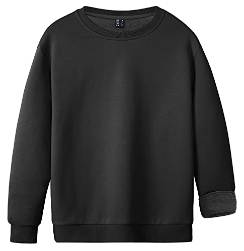 KEFITEVD Herren Fleece Pullover Winddicht Thermo Sweatshirt Männer Langarm Fleeceshirt Herbst Gym Arbeitspullover Casual Polyester Kleidung Basic Frühling Freizeitshirt Schwarz 3XL von KEFITEVD