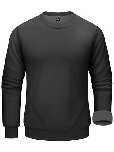 KEFITEVD Herren Fleece Pullover Winddicht Thermo Sweatshirt Männer Langarm Fleeceshirt Herbst Gym Arbeitspullover Casual Polyester Kleidung Basic Frühling Freizeitshirt Schwarz XL von KEFITEVD