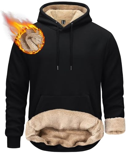 KEFITEVD Herren Winter Hoodie Sherpa gefütterter Kapuzenpullover Sportliche Hoodies Männer Fleece gefütterte Workout Sweatshirts für Männer von KEFITEVD