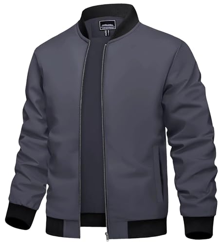 KEFITEVD Herren Leichtgewichtige Sportjacke Lässig Dünne Baseball Trainingsjacken Bombermäntel Sport Windbreaker Jacke,Grau,L von KEFITEVD