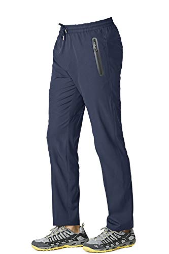 KEFITEVD Herren Outdoor Hose Wandern Trekking Polyester Funktionshose Atmungsaktiv Sommerhose Dünn Dehnbund Lässig Fitness Laufhose Lang Dunkelblau 38 von KEFITEVD