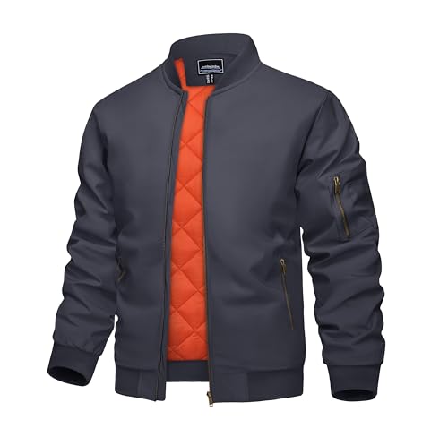 KEFITEVD Wintermäntel für Männer Fleece gesteppte Bomberjacken Casual Military Windbreaker Varsity Baseball Jacket von KEFITEVD