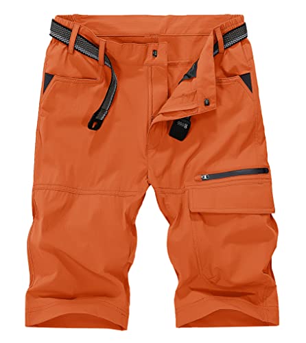 KEFITEVD Herren Sommer Kurze Hose Army Shorts Cargo Bermuda Sommerhose Freizeithose Halblang Hose Orange 36 von KEFITEVD