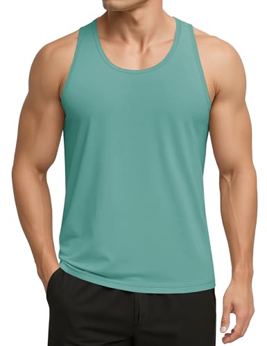 KEFITEVD Herren Unterhemden Ärmelloses Shirt Funktionsunterhemd Atmungsaktiv Graugrün Sport Tops für Sommer Freizeitkleidung XXL von KEFITEVD