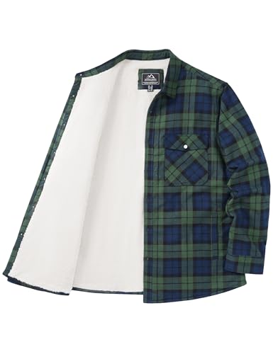 KEFITEVD Holzfäller Jacke Gefüttert Thermohemd Herren Kariertes Hemd Arbeitsjacke Herren Winter Fleecejacke Grün M von KEFITEVD