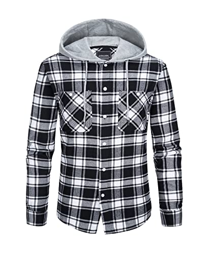 KEFITEVD Holzfällerhemd Herren Flanell Langarm Karohemd mit Mehreren Taschen Frühling Herbst Leicht Hemdjacke Atmungsaktiv Freizeit Baumwollshirt Outdoor Schwarz 3XL von KEFITEVD