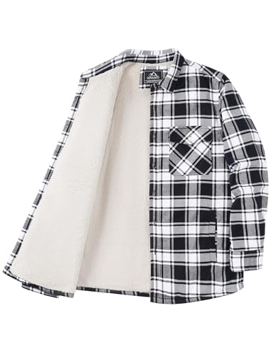 KEFITEVD Holzfällerhemd Herren Hemd Langarm Holzfäller Hemd Kariert Thermo Gefüttert Jacke Flanell Fleece Schwarz L von KEFITEVD