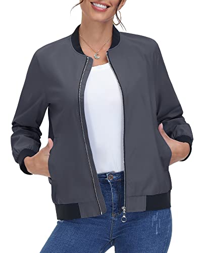 KEFITEVD Jacke Damen Übergangsjacke Leicht Damenjacke Stehkragen Militär Jacke Sommer Herbstjacke Armee Jacket Freizeit Blouson Dünn Windbreaker Herbst Warm Windjacke Dunkelgrau M KEFITEVD Jacke Damen Übergangsjacke Leicht Damenjacke Stehkragen Militär Jacke Sommer Herbstjacke Armee Jacket Freizeit Blouson Dünn Windbreaker Herbst Warm Windjacke Dunkelgrau M von KEFITEVD