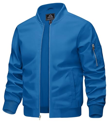 KEFITEVD Jacke Herren Dünn Leicht Übergangsjacke Sommer Herbst Bomber Blouson Männer Bomberjacke Übergang Baseball Jacke Stehkragen Blau-Grün 2XL von KEFITEVD