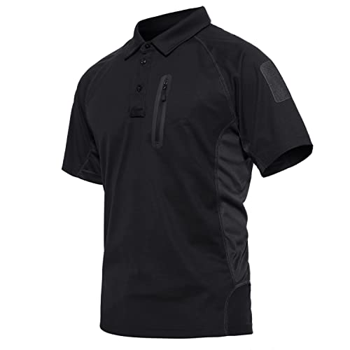 KEFITEVD Golf Poloshirt Herren Kurzarm Leicht T-Shirt mit Zip-Taschen Sommer Oberteil Outdoor Sport Bekleidung Sommershirt Männer Atrbeitsshirt Schwarz XL von KEFITEVD