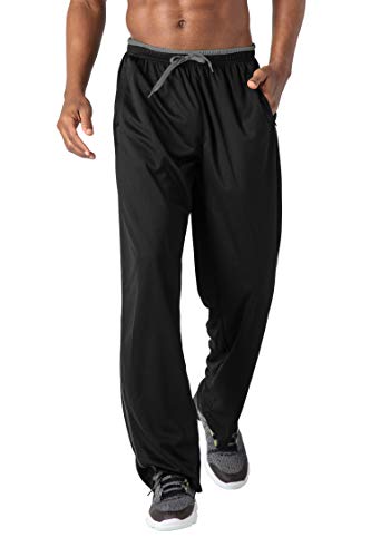 KEFITEVD Relaxhose Herren Lang Offen Beinabschluss Sweatpants Weich Schlafanzughose Männer Atmungsaktiv Loose Fit Lounge Hose Homewear Loungewear Schwarz-Grau M von KEFITEVD