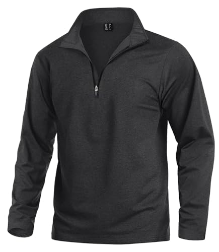 KEFITEVD Fahrrad Pullover Herren Longsleeve 1/4 Zip Regular Fit Funktionsshirt Atmungsaktiv Langarmshirt Weich Ski Shirt Herren Schwarz L von KEFITEVD