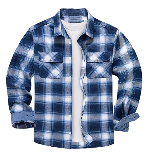 KEFITEVD Karohemd Herren Flanell Baumwolle Holzfäller Hemd mit Brusttaschen Casual Plaid Shirt Kariert Freizeithemd Männer Arbeitshemd Blau-Weiß XL KEFITEVD Karohemd Herren Flanell Baumwolle Holzfäller Hemd mit Brusttaschen Casual Plaid Shirt Kariert Freizeithemd Männer Arbeitshemd Blau-Weiß XL von KEFITEVD