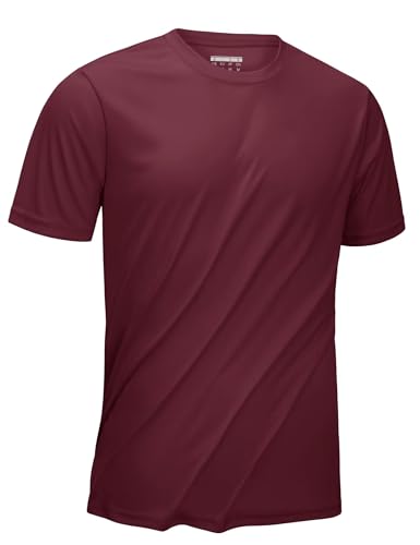 KEFITEVD Kurzarm Herren Laufshirt Weich Sport Oberteil Kurzarm Shirts Radfahren MTB Atmungsaktiv Tshirt Golf Running Sportshirt Weinrot 2XL von KEFITEVD