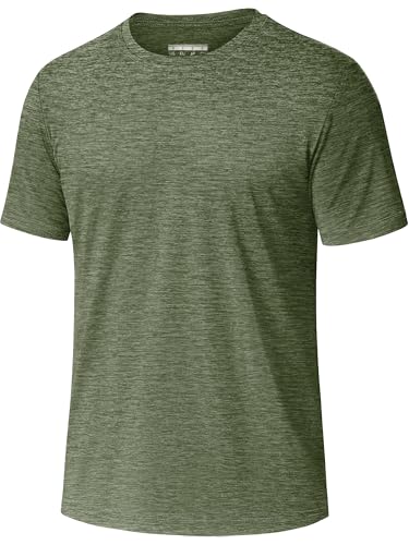 KEFITEVD Funktions Sportshirt Herren Atmungsaktiv Trainingsshirt Kurzarm Tshirt Sommer Leicht Stretch Unterhemd Dunkelgrün XXL von KEFITEVD