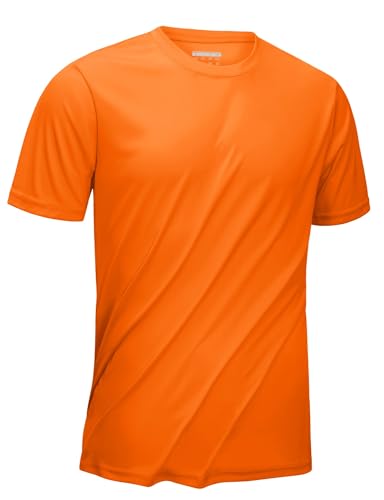 KEFITEVD Laufshirt Herren Kurzarm Sommer Outdoorbekleidung Quick Dry Leicht Trainingsshirt Casual Sportswear Weich Sport Kleidung Orange M von KEFITEVD