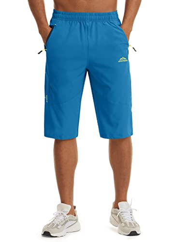 KEFITEVD Leicht Outdoor Shorts Herren Capri Sommerhose Schnelltrocknend Radhose 3/4 Sport Fahrradhose Dünn Stretch Angelerhose Freizeit Sportlich Bermuda Königsblau 32 von KEFITEVD