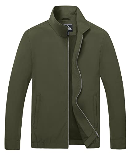 KEFITEVD Leichte Jacke Herren Übergangsjacke Frühling Übergang Blouson Männer Polyester Windjacke Dünne Herbstjacke Casual Atmungsaktiv Herrenjacke Business Arbeitsjacke Dunkelgrün M von KEFITEVD