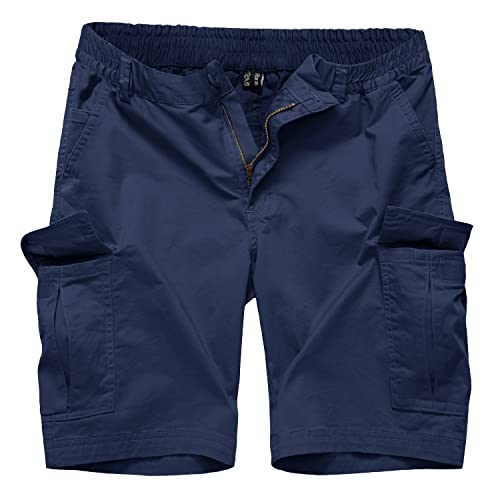 KEFITEVD Leichte Sommer Hose Herren Kurz Baumwolle Shorts Military Bundeswehr Hose mit Cargo Taschen Casual Männer Shorts Dunkelblau 36 von KEFITEVD