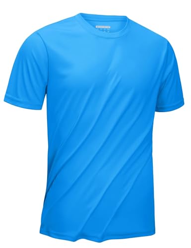 KEFITEVD MTB Shirt Herren Funktions Kurzarm Sport Tshirts Sommer Outdoor UV Schutz Shirt Running Oberteil Atmungsaktiv Azur 3XL von KEFITEVD