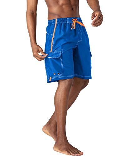 KEFITEVD Männer Badehose Freizeit Shorts Urlaub Bademode Multi Taschen Casual Board Surf Bekleidung Kurze Sommer Hose Outdoor Bootsport Königsblau 2XL von KEFITEVD