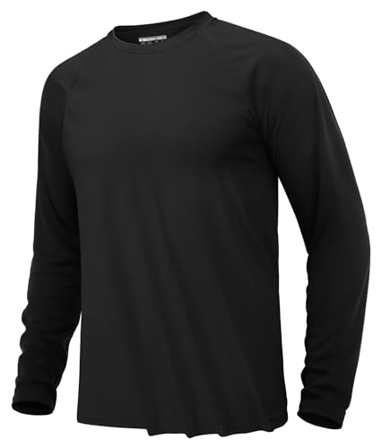 KEFITEVD Männer Langarmshirt UV Schutz Shirt Sommer Outdoor Sport Fitnessshirt Federball Tennis Trainingsshirt Quick Dry Bewegungsfrei Basic Shirt Schwarz 2XL von KEFITEVD