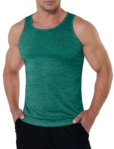 KEFITEVD Herren Tank Top Sport Unterhemd Ärmelloses Muskelshirts Atmungsaktiv Sommer Tops Activewear für Gym Laufen Jadegrün L von KEFITEVD