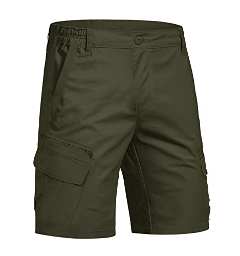 KEFITEVD Outdoor Bermuda Herren Atmungsaktiv Kurz Hose Leicht Cargohose Sommer Army Shorts Robust Stretchbund Halblang Wanderhose Freizeit Dunkelgrün 34 von KEFITEVD